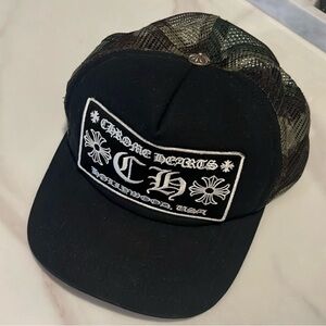 Chrome Hearts Hollywood logo camo trucker hat